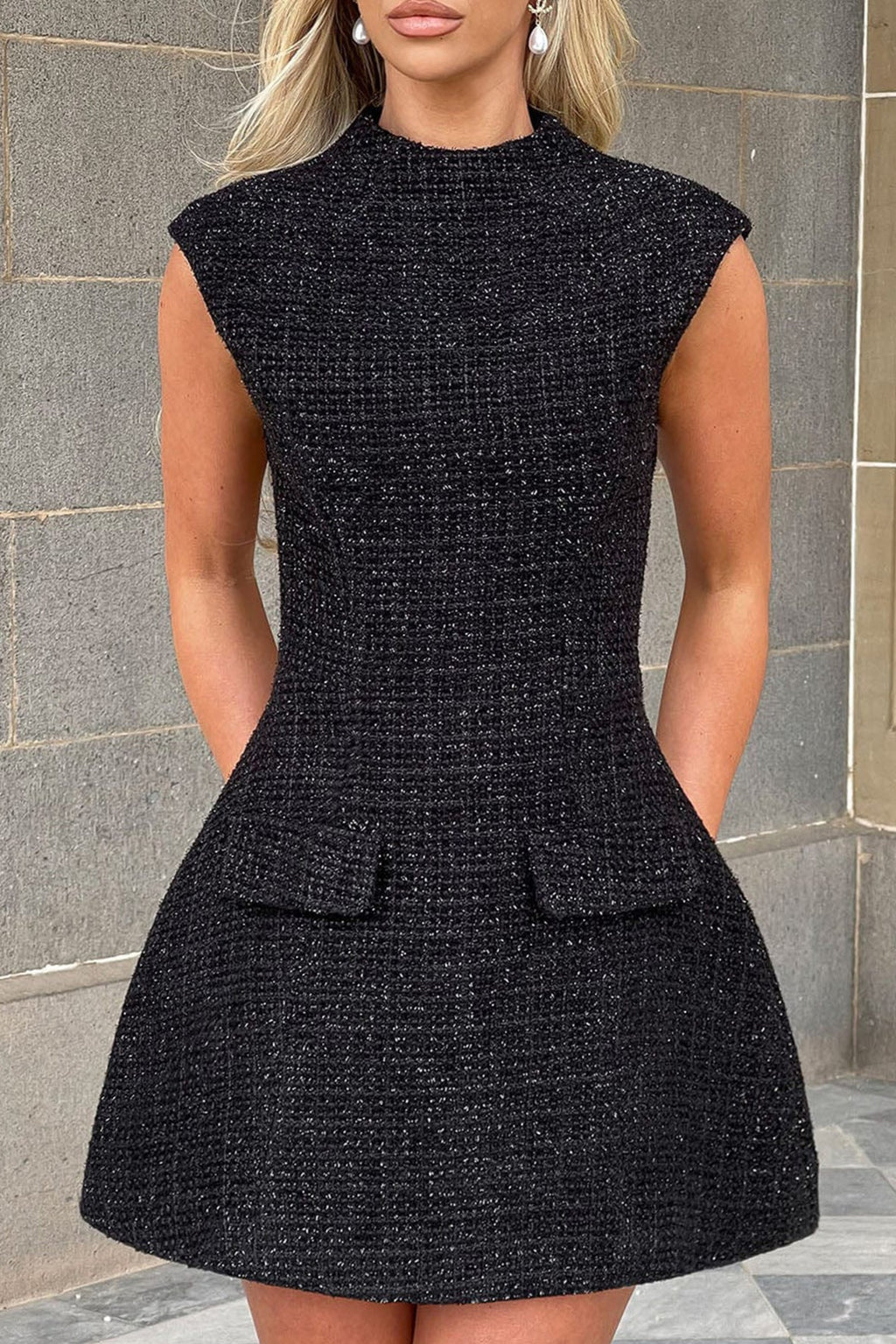 black strapless backless A-line mini dress