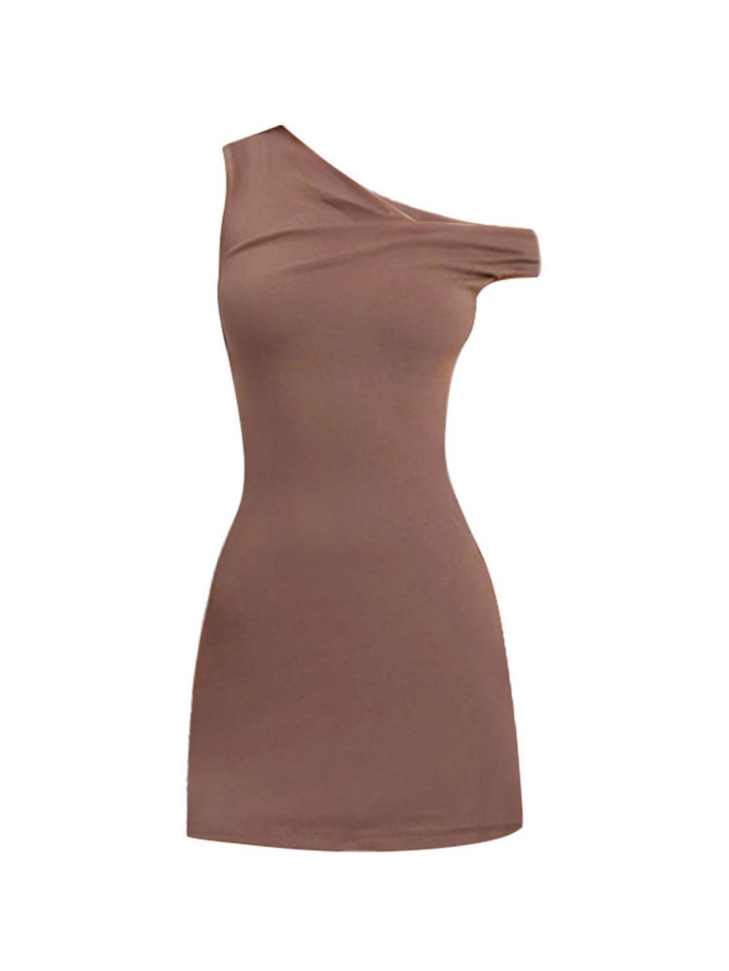 Off-shoulder mini dress in brown