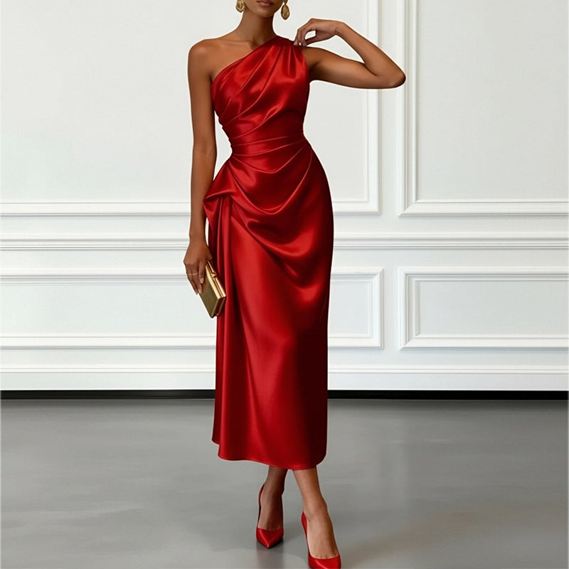 red Off-the-Shoulder Evening Dress