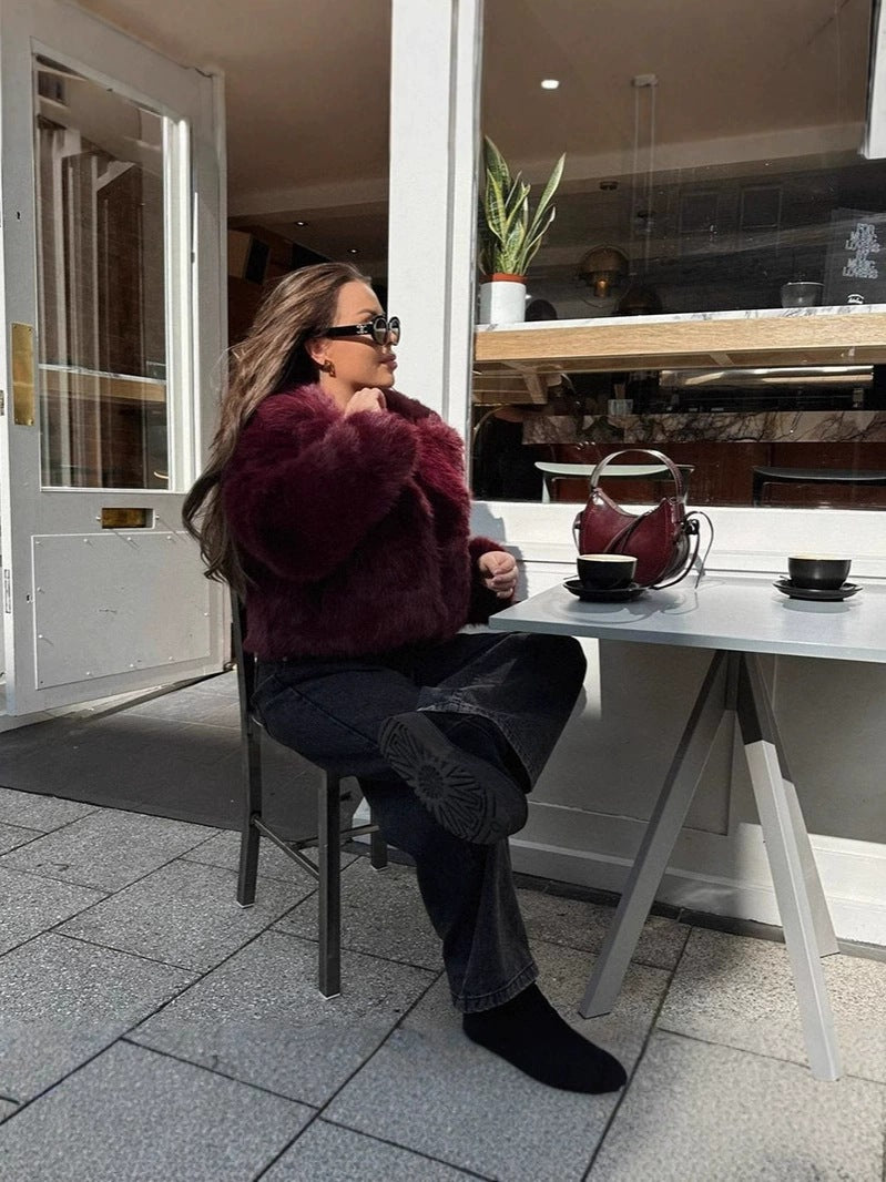 fox fur imitation fur cropped jacket