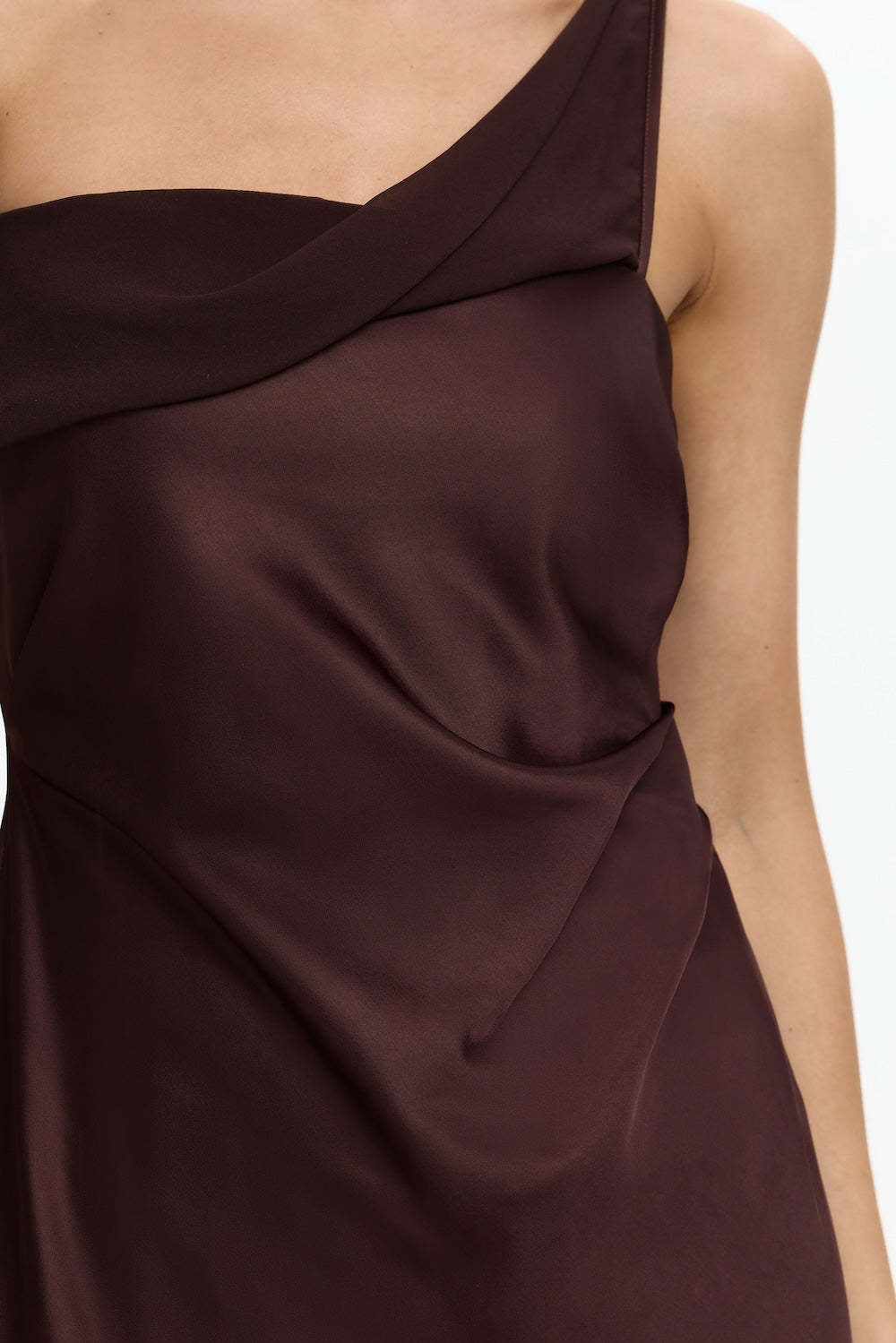 brown Satin Fashion Sexy Slim Slip Dress
