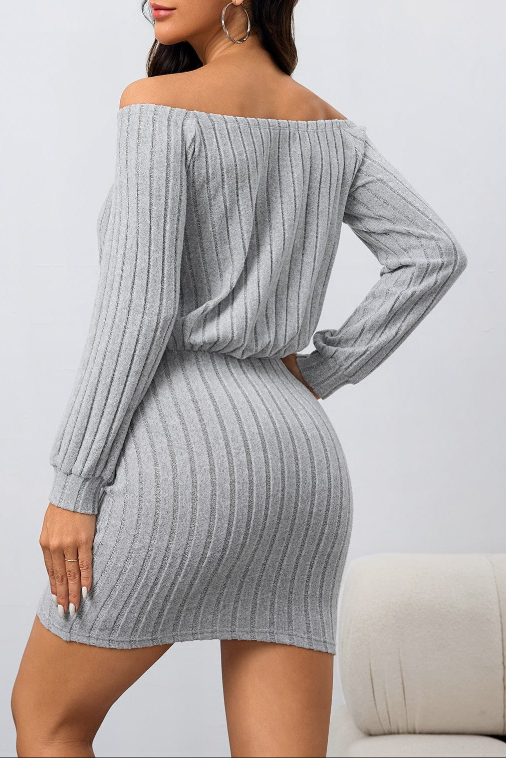 grey Off-the-shoulder bodycon mini dress