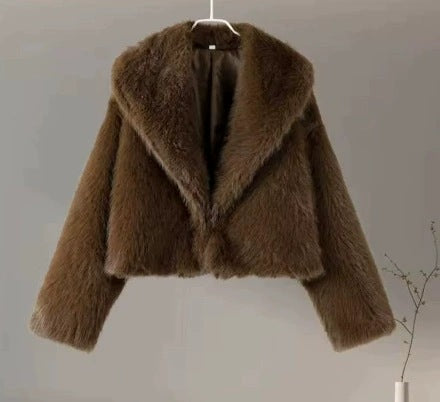 fox fur imitation fur cropped jacket