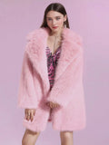 long-sleeved lapels imitation fur coat