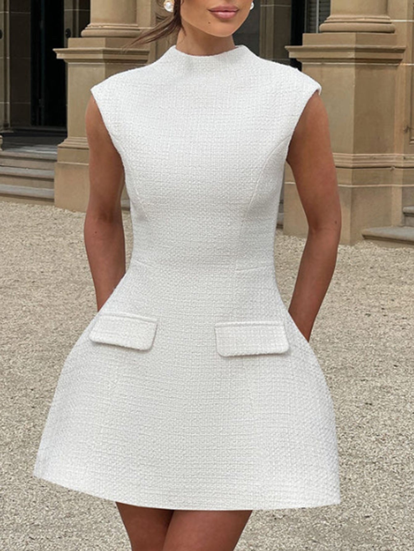 white  strapless backless A-line mini dress