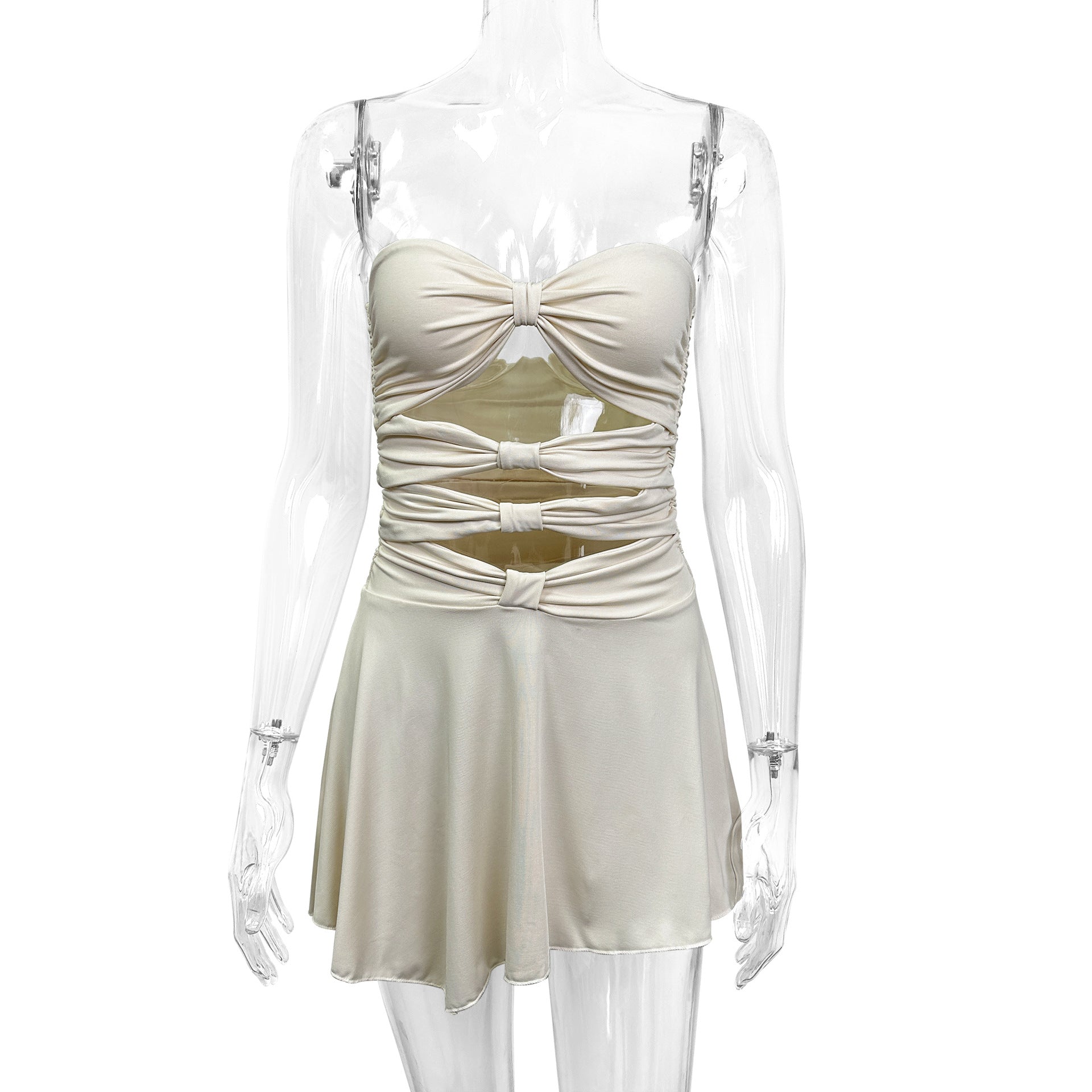 betsy cream off shoulder mini dress