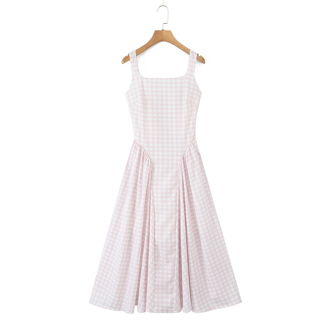 Sherrie Midi Dress - Blush Gingham