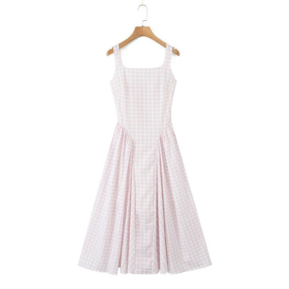 Sherrie Midi Dress - Blush Gingham