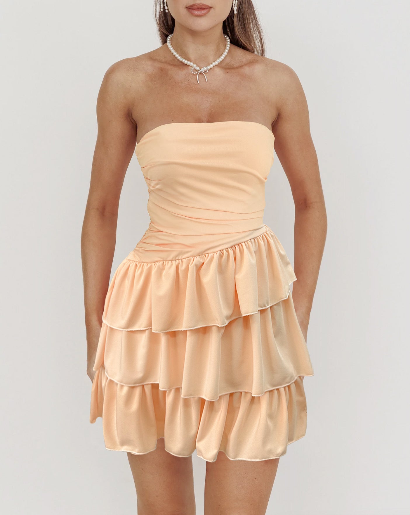 evelyn Sleeveless strapless off-shoulder mini dress