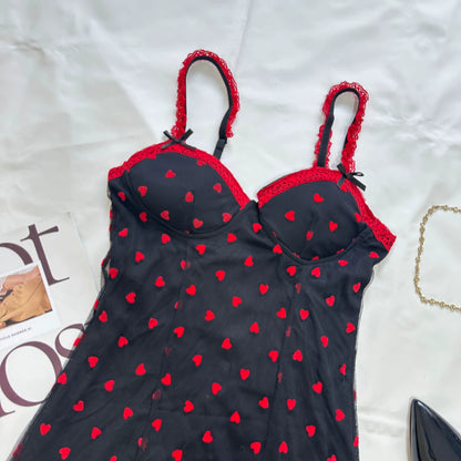 Flocked Love Mesh Slip Dress