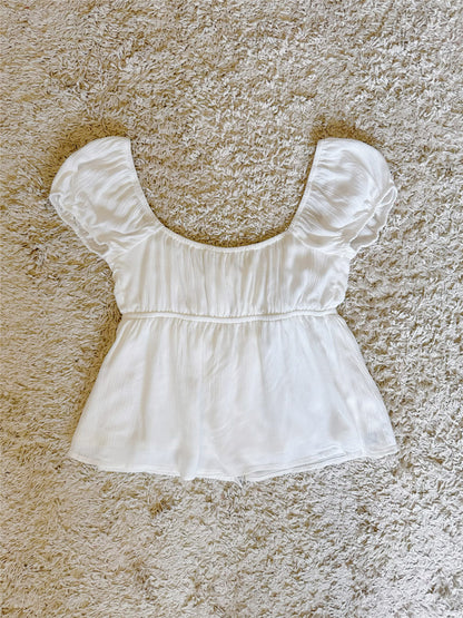 bow embroidery high-waisted cropped top