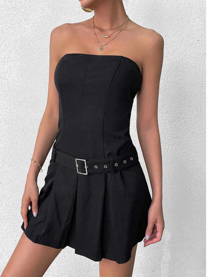 black bandeau mini dress