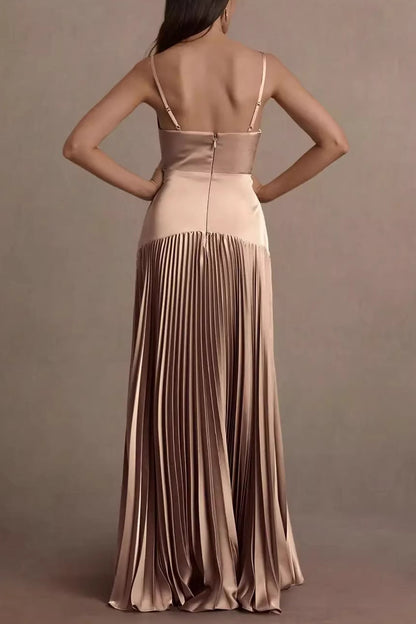 pleated evening dress
