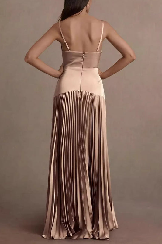 pleated evening dress