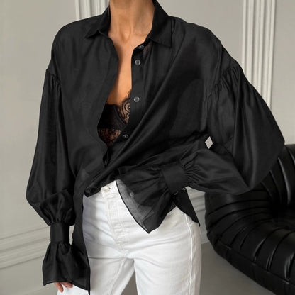 Tencel Thin Sheer Long-Sleeved Shirt