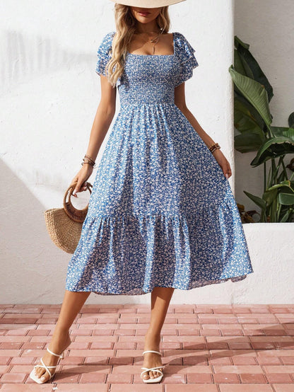 crystal blue Floral maxi dress