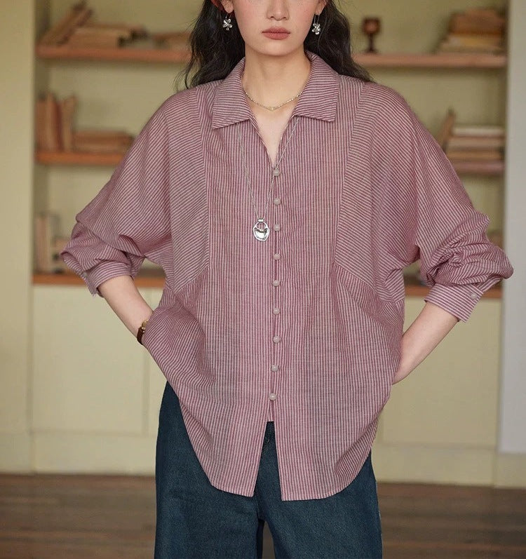 French striped thin sun protection shirt