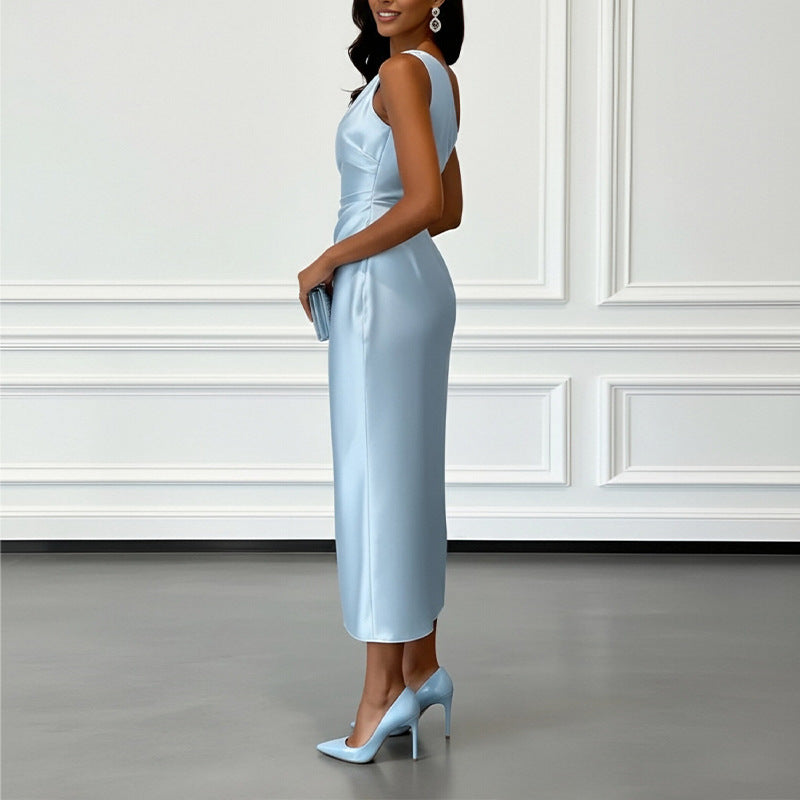 blue Off-the-Shoulder Evening Dress