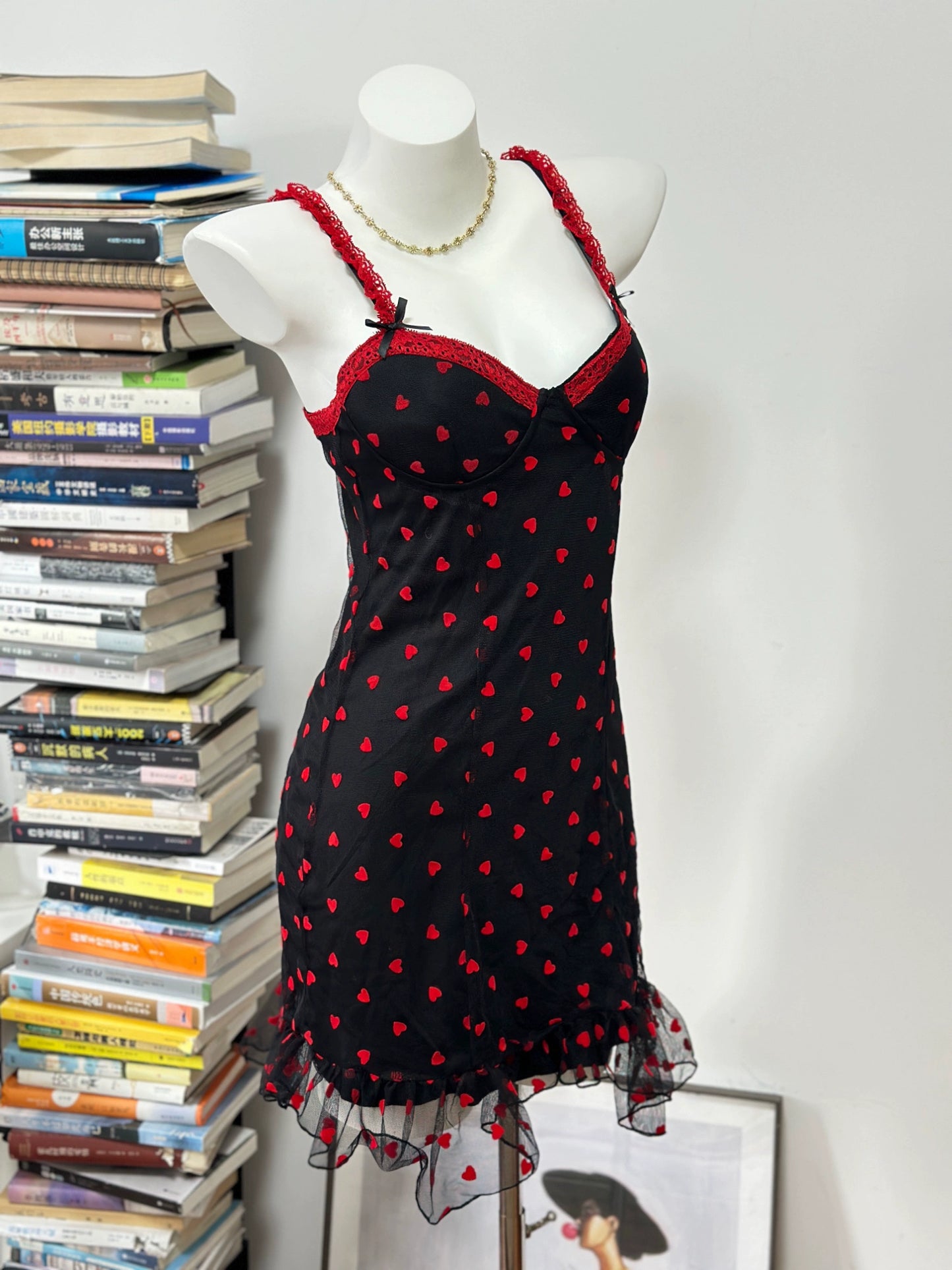 Flocked Love Mesh Slip Dress