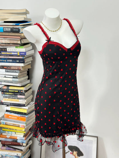 Flocked Love Mesh Slip Dress