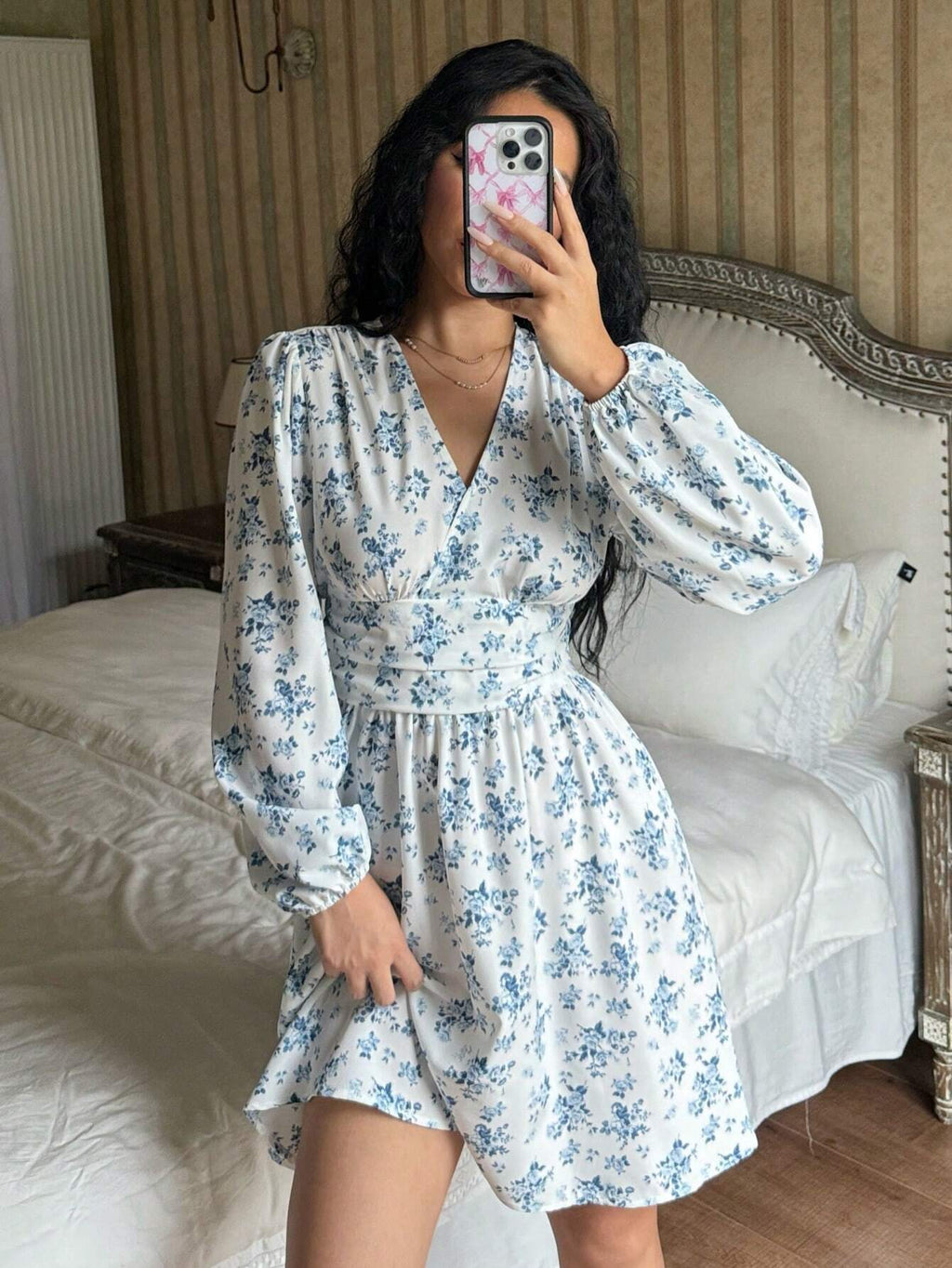 chaya white long sleeve min dress