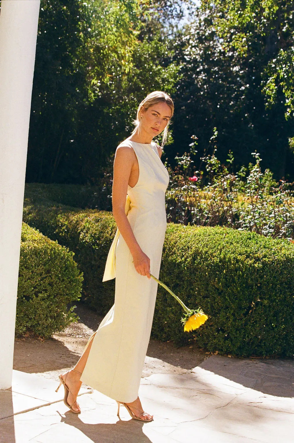 elsa bow backless maxi dress