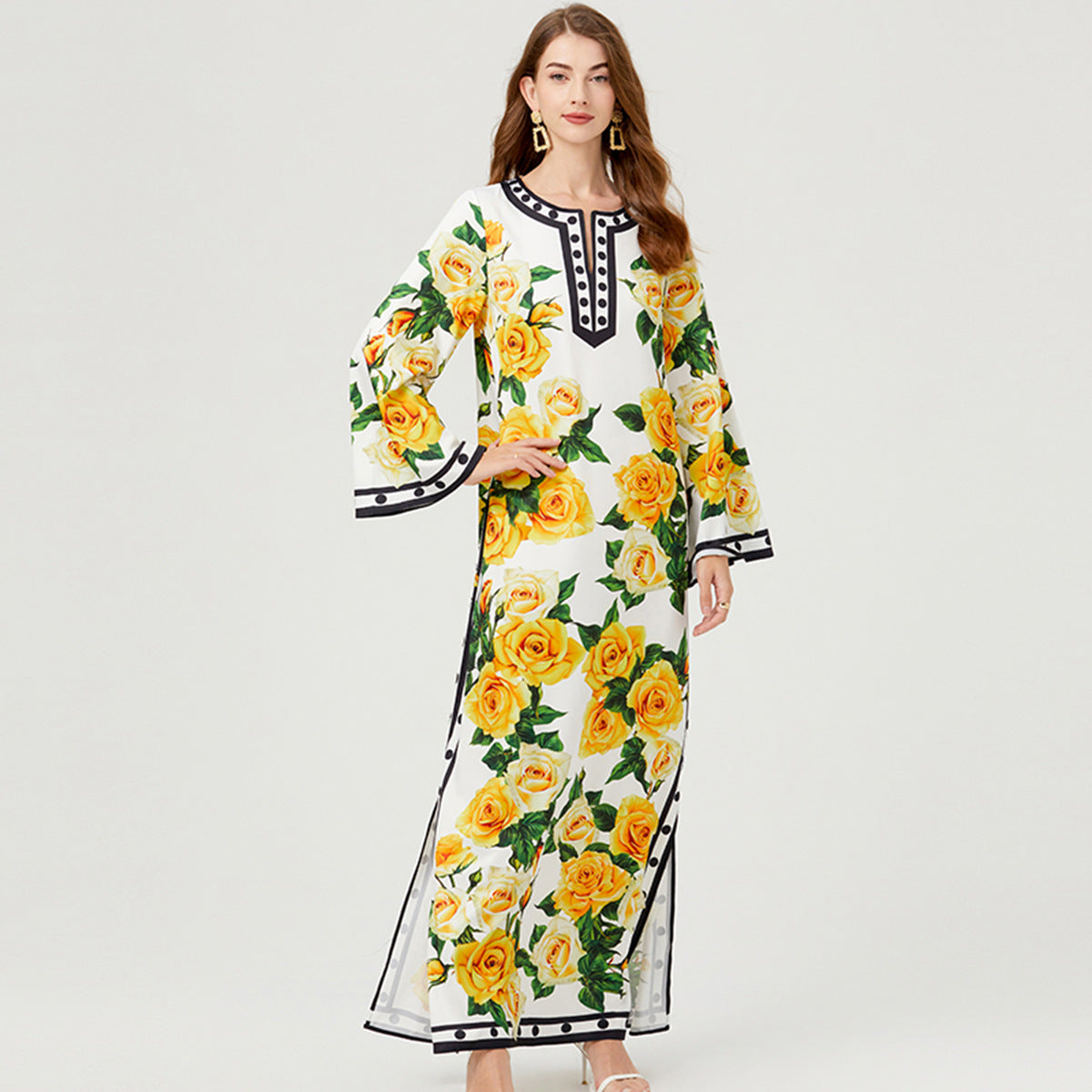 marcia Printed long robe dress