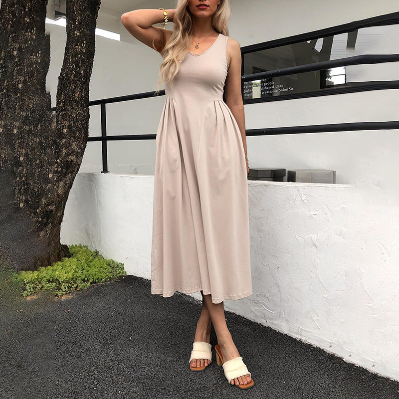 helen white Pocket Pleated maxi Dress