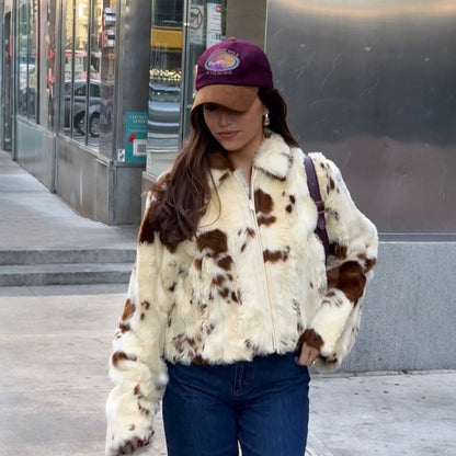 leopard print fur coat