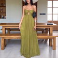 vicky green Spaghetti strap U-shaped maxi dress