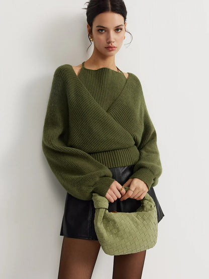 V-neck fake Shirt collar knitted sweaters