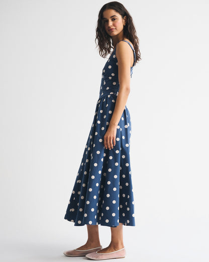 blue wave point slim large pendulum slip dress