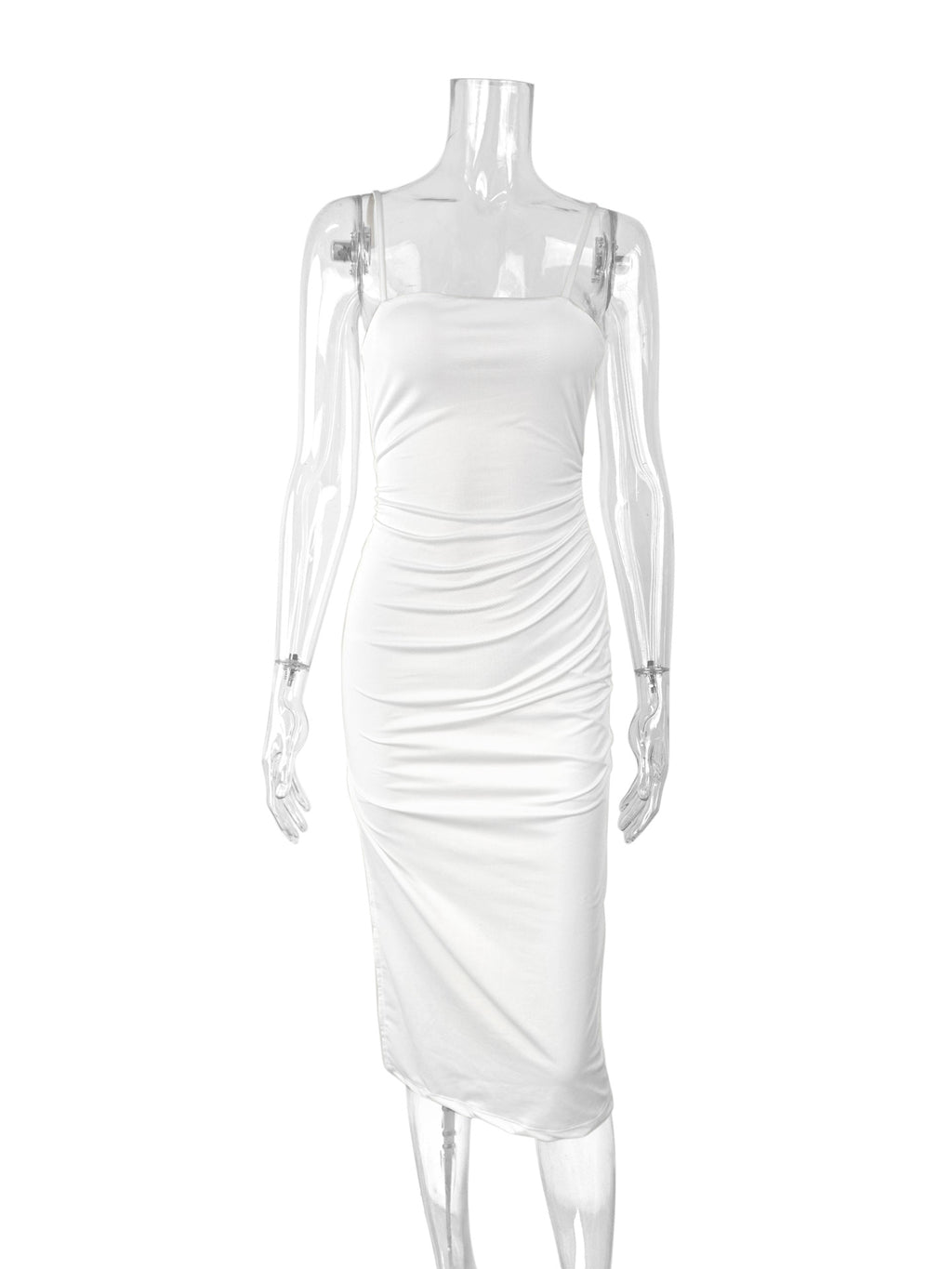 Spaghetti strap bodycon backless slit maxi dress