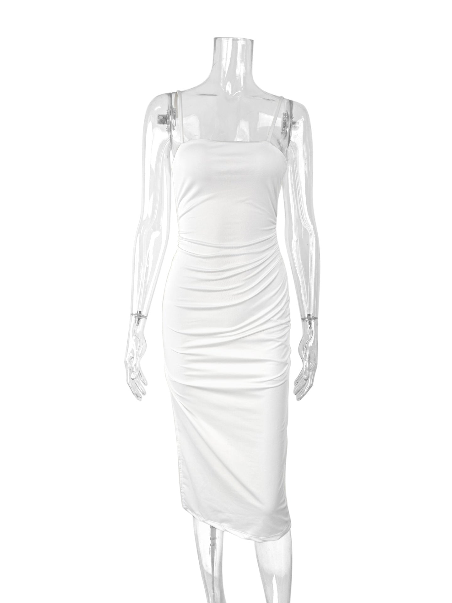 Spaghetti strap bodycon backless slit maxi dress