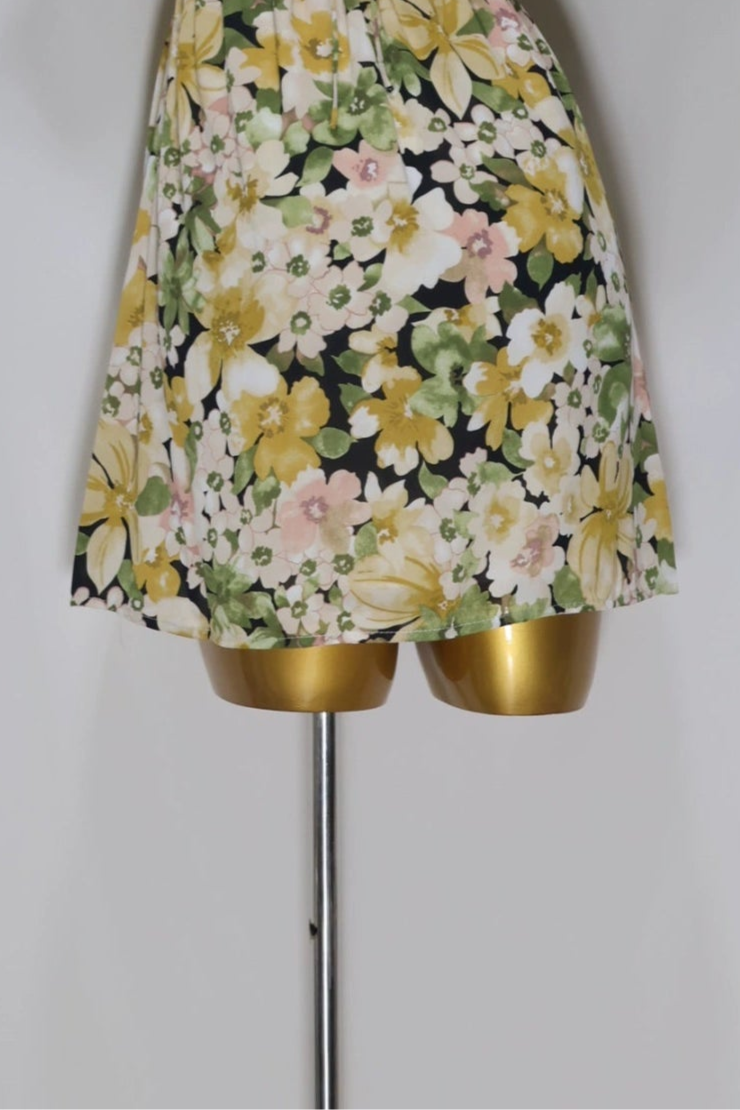 green floral short sleeve mini dress