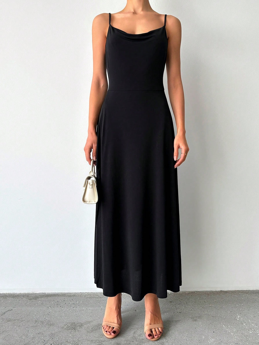 balck Spaghetti strap midi dress