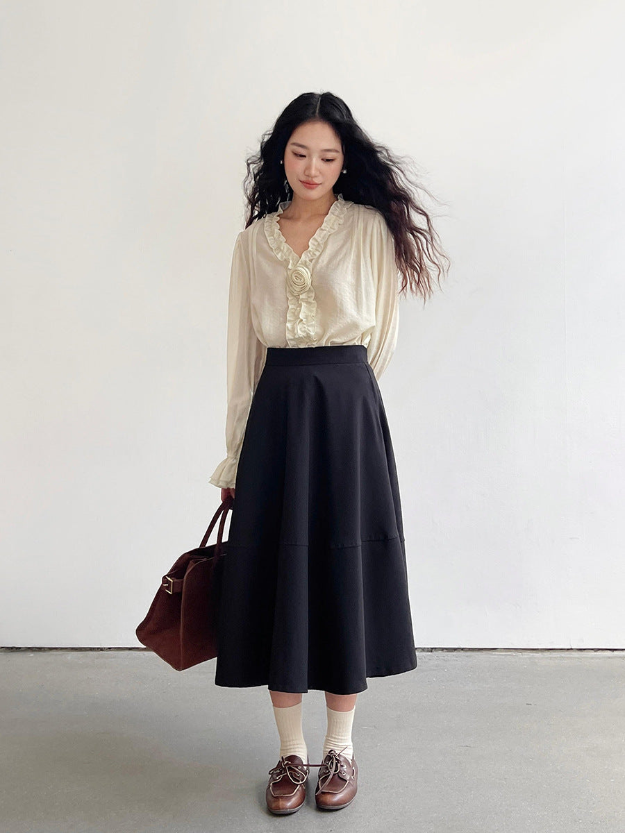 poppy ruffle lantern sleeve shirt