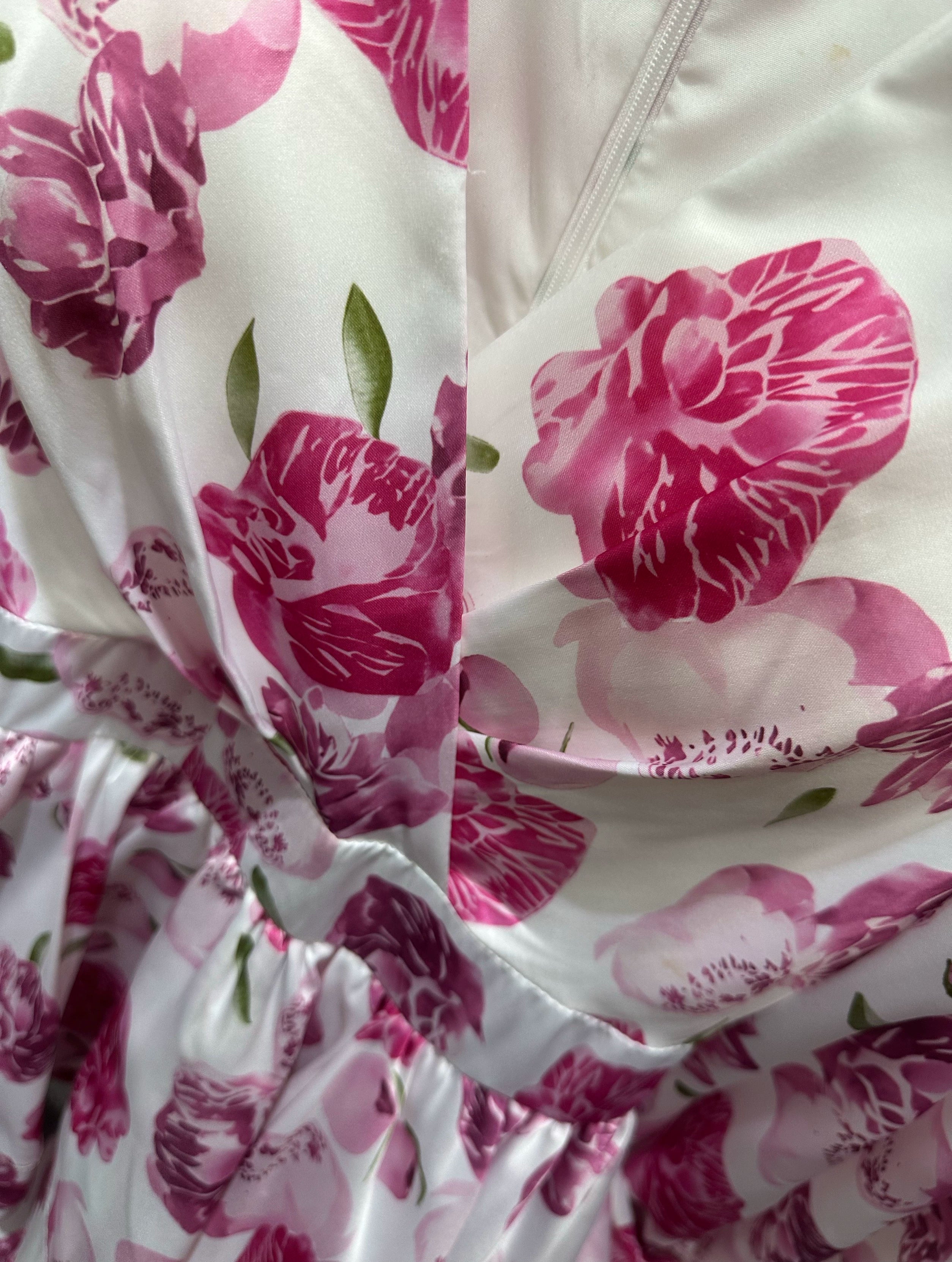 V-neck floral print double mini dress