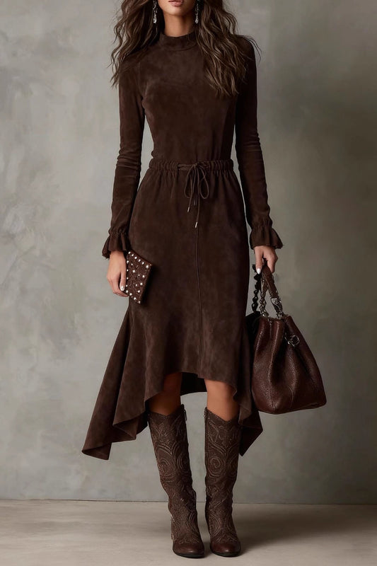 Double-sided cashmere midi dress