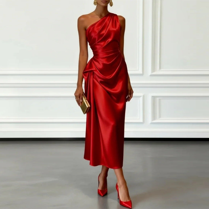 red Off-the-Shoulder Evening Dress