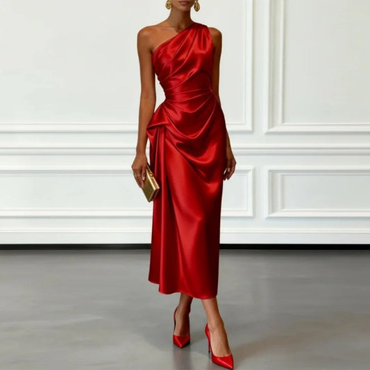 red Off-the-Shoulder Evening Dress