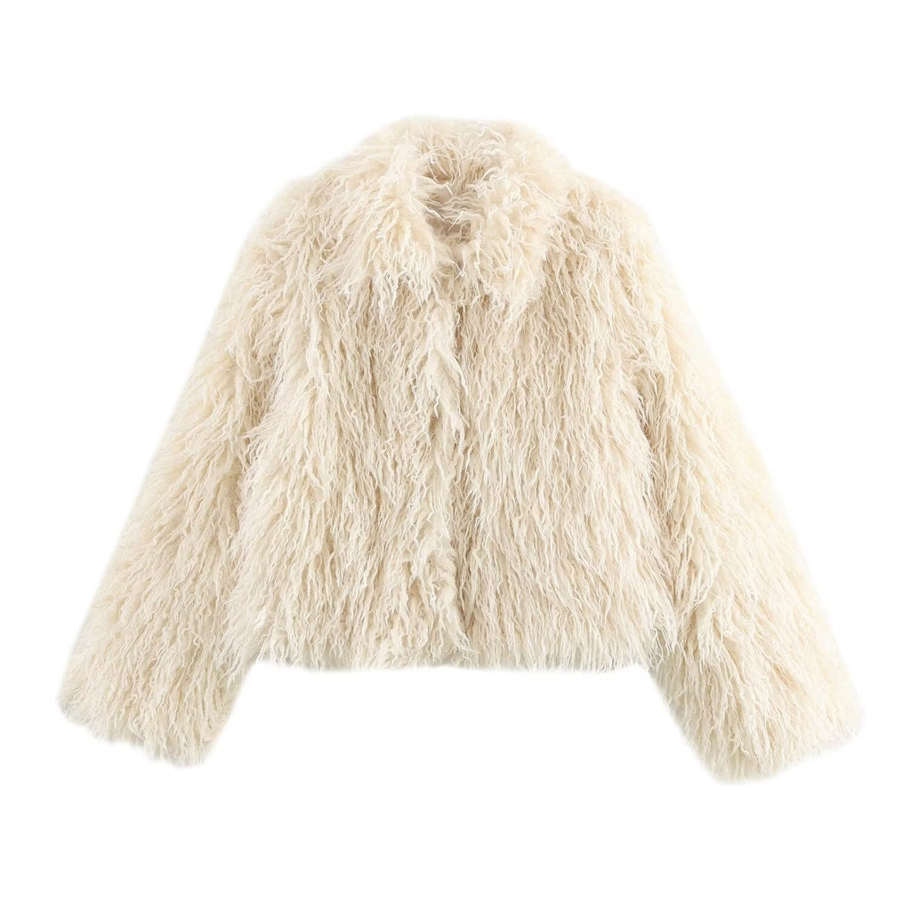 michaelia fur lapel jacket in white
