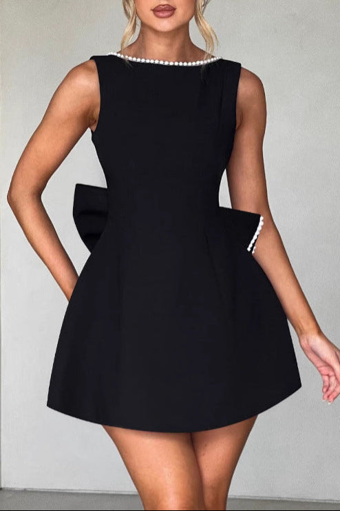 penny black Pearl bow short A-line mini dress