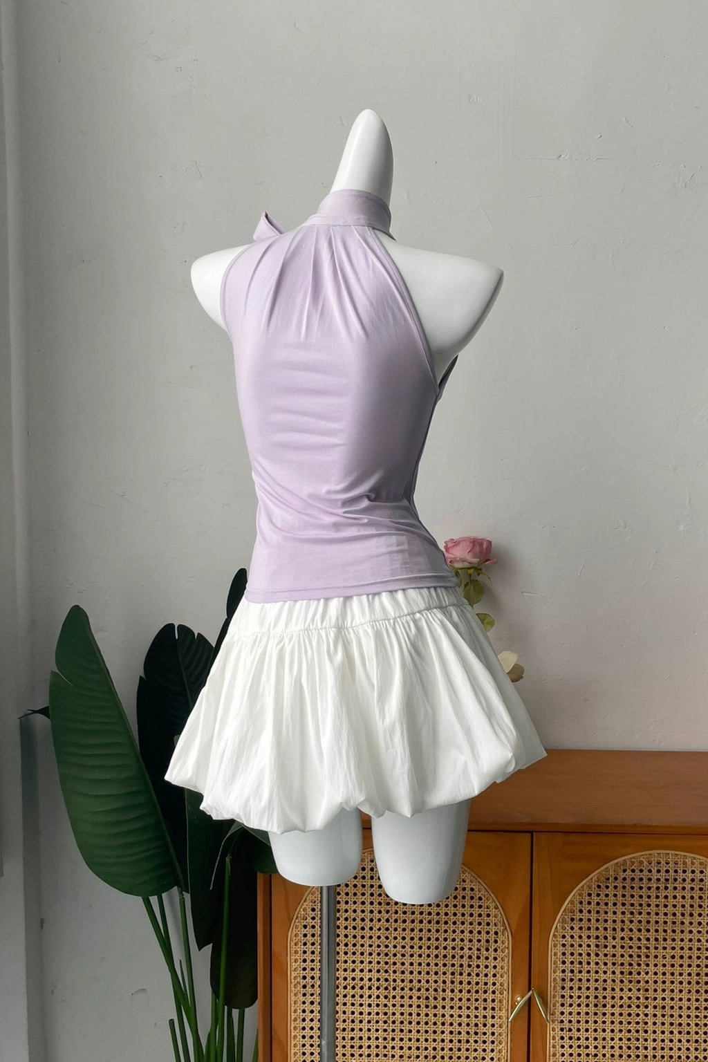 Bow Vest Pleated Top