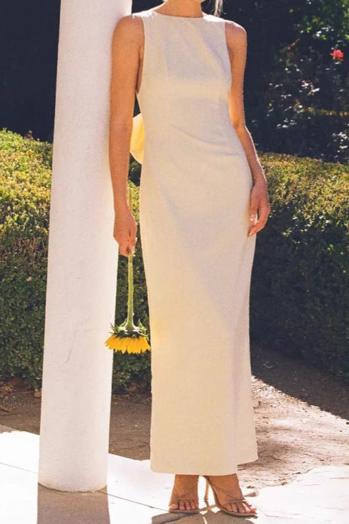 elsa bow backless maxi dress