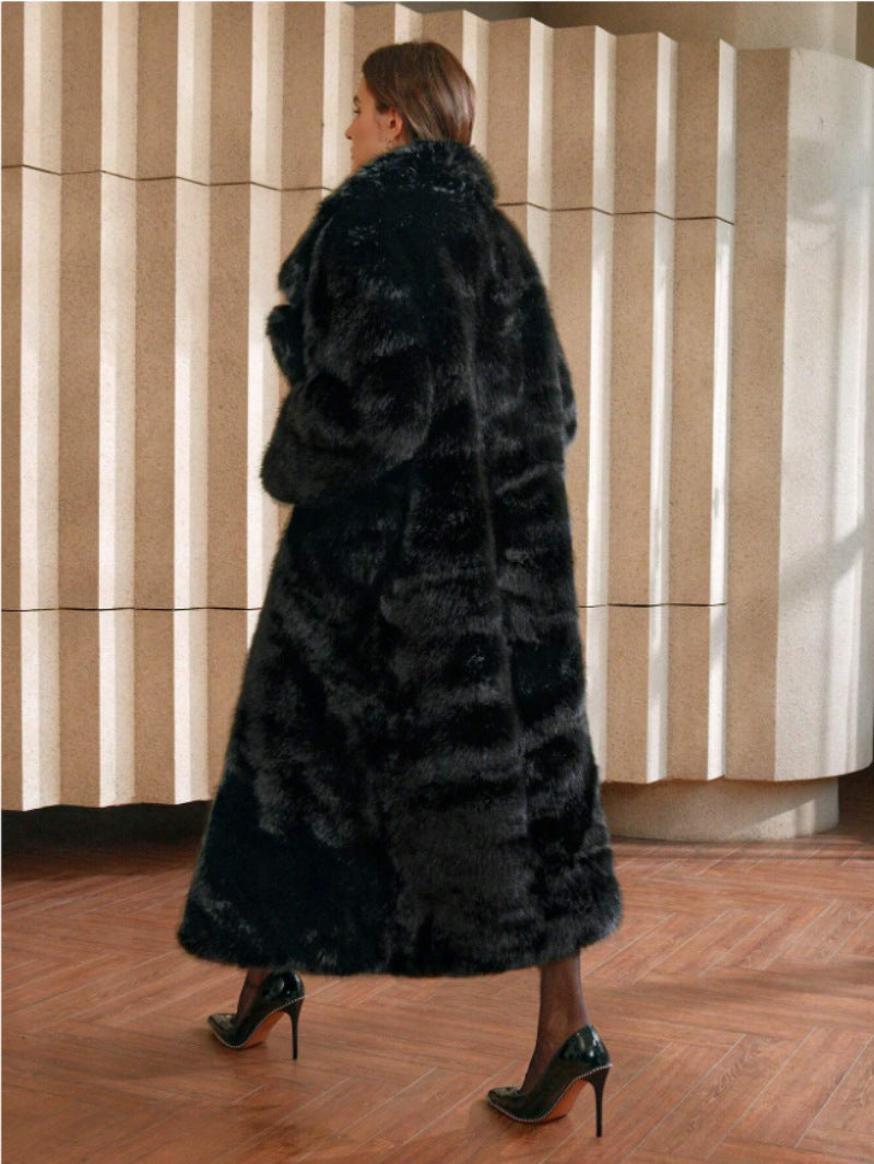 fluffy long coat imitation fox fur parka jacket