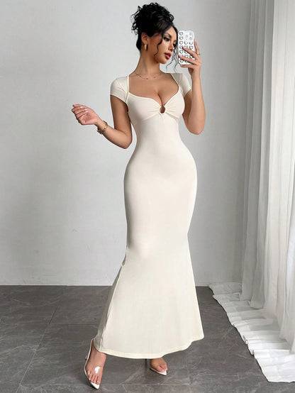 arlene white V-neck maxi dress