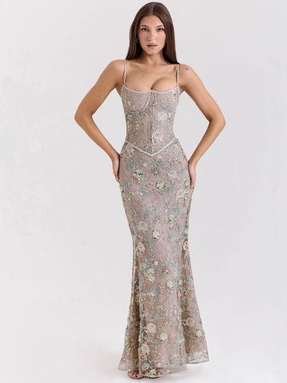 white lace suspender mermaid dress