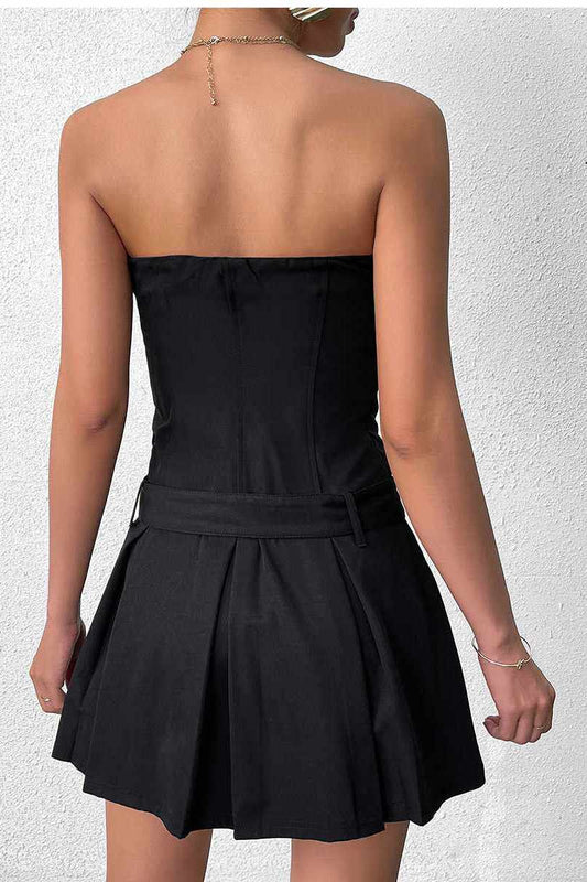 black bandeau mini dress