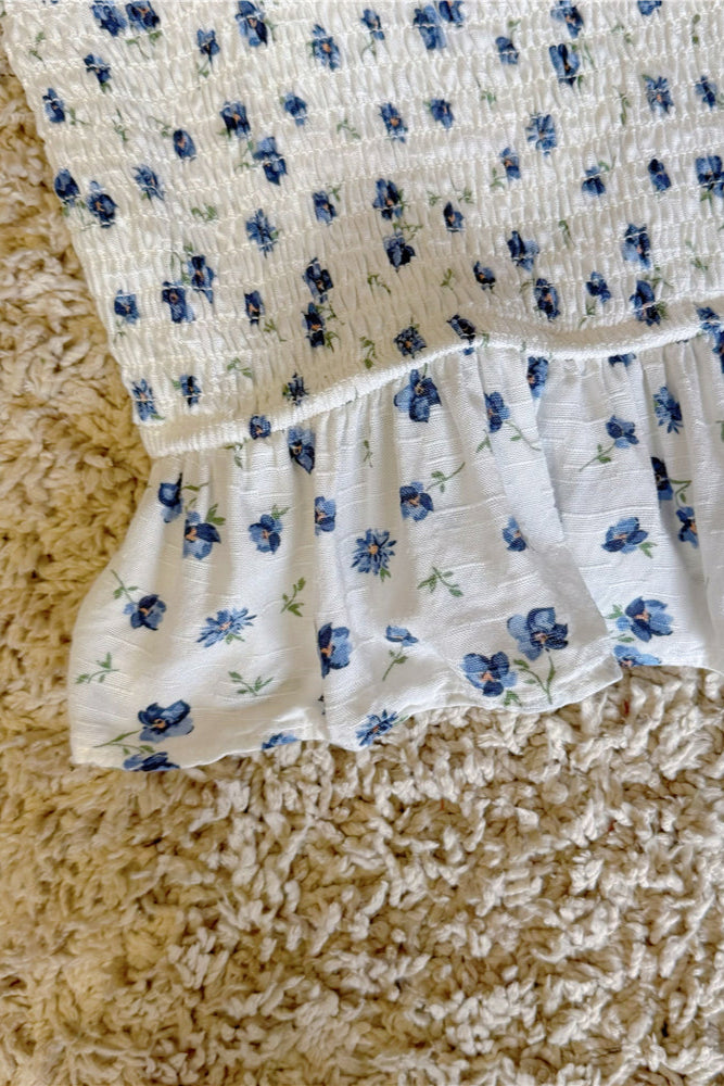 ruffled floral pleats elasticated stretch high-waisted cropped camisole top